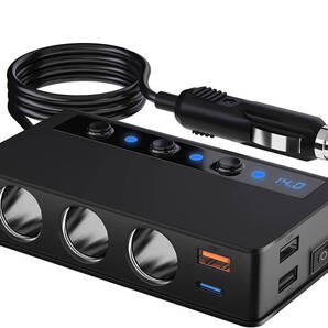 INTENAVI USB PD対応 Type-C 3 シガーソケット 180W 電圧表示 12-24V 対応