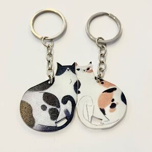 猫 ペア アクリルキーホルダー 2個セット【新品】