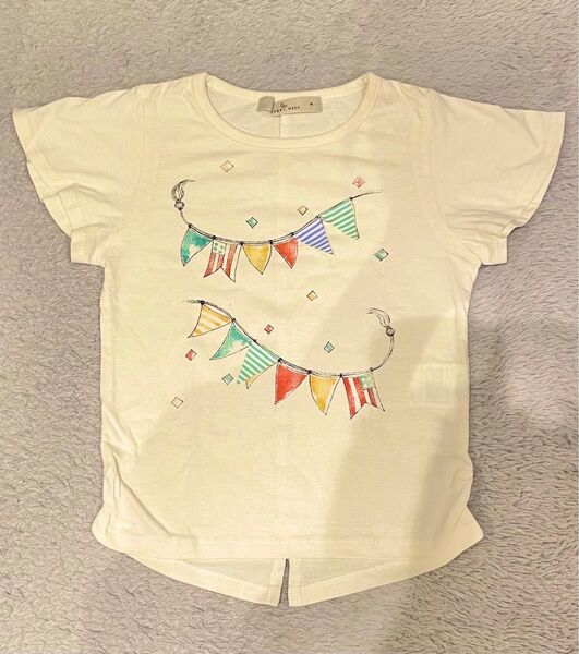 新品未使用 グローバルワーク GLOBAL WORK 女の子 デザイン Tシャツ M 100-110cm ギャザー ベージュ