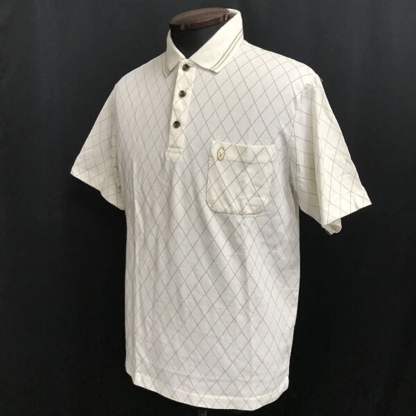 美品☆GIANNI VALENTINO☆半袖ポロシャツ【メンズM/アイボリー/ivory】ジャンニヴァレンティノ/Tops/Shirts◇cBH838