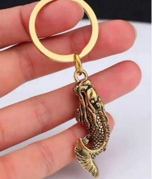 龍魚 真鍮 キーホルダー 魚躍龍門