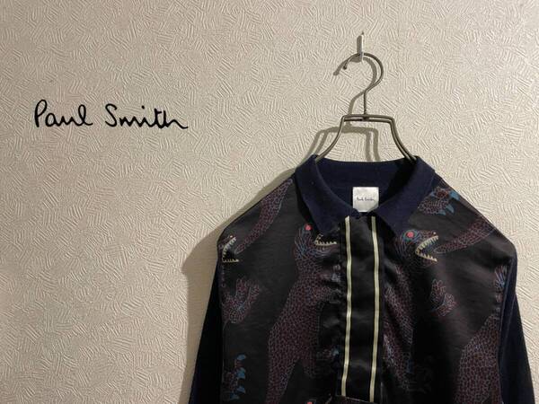 ◯ Paul Smith ファーストライン ダイナソー ポロカラー ニット / ポールスミス シルク メイン ネイビー 紺 M Ladies #Sirchive