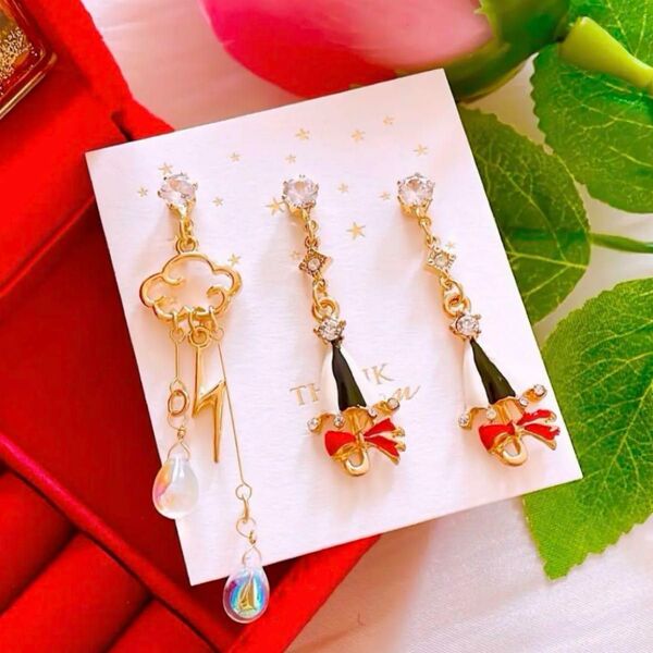 大人可愛い umbrella 傘 雫 ドロップ ハンドメイド ピアス イヤリング