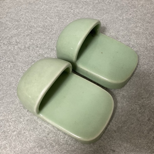 厠下駄 陶磁器 希少 かわや下駄 青磁製 オブジェ レトロ アンティーク かわやげた 古民具 古民藝 古道具 ★K1794Z