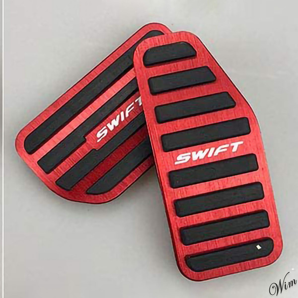 ◆スイフト/スイフトスポーツシリーズ専用◆ アルミペダルカバー 2ピースセット スズキ 専用設計 工具不要 操作性向上 エレガント レッド