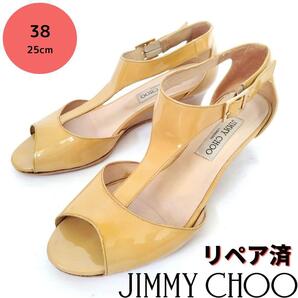 S モデルサイズ【ジミーチュウ】エナメル ウエッジソールサンダル パンプス