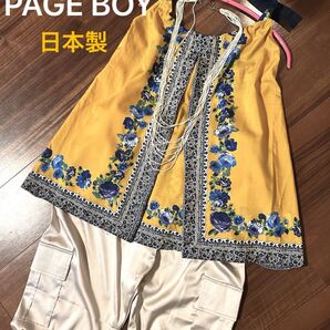【PAGE BOY】ホルターネック Aライン トップス 花柄 パネルプリント 日本製