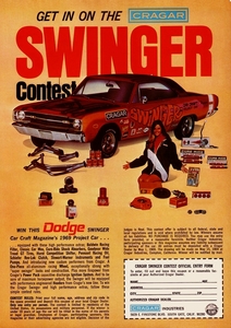 ポスター★1969 ダッジ・ダート・スゥインガー 「Get In On The Cragar」★Mopar/モパー/Dodge/Plymouth/クレーガー