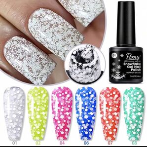 Ftny02スノーフレークジェルネイル6本セット☆