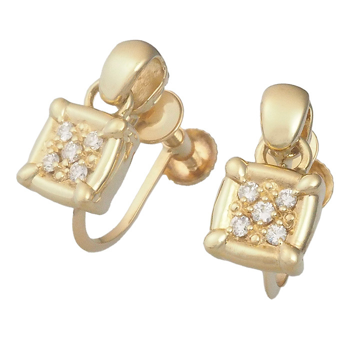◆ミウラ◆ タサキ TASAKI ダイヤモンド/0.04ct×2 デザイン イヤリング K18YG 仕上済