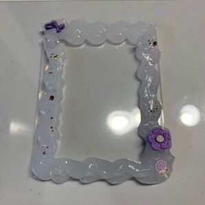 硬貨デコケース デコホイップ ホイップデコ ホイップ ハンドメイド トレカケース 推し活 オタ活 紫色 シンプル