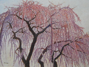 Art hand Auction 遠藤義美, 【しだれ桜】, 希少な額装用画集より, 美品, 新品額装付, インテリア, 春, 桜, 絵画, 油彩, 自然, 風景画