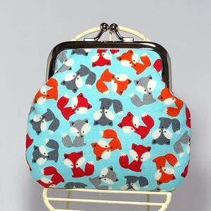 きつね柄がま口財布