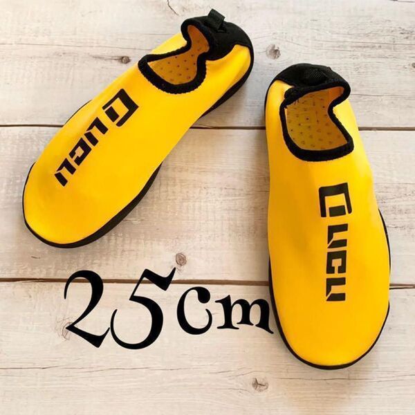 24.5~25cm【イエロー】マリンシューズ 水陸両用 ウォーターシューズ③