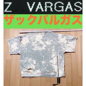 ZAC VARGAS デストロイ加工 半袖 ライトスウェット オーバーサイズ F ザックバルガス ダメージ加工 ブリーチ Tシャツ destroy damage sweat