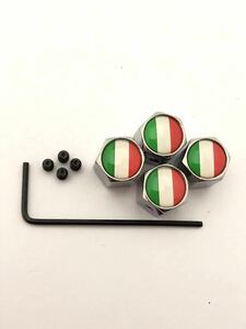 イタリア 国旗 エアー バルブキャップ イモネジ レンチ 盗難抑止 アルファロメオ ALFA ROMEO 75 145 146 147 155 156 159 164 166