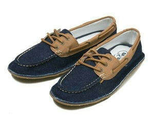 最値定価7344円!新品!正規品!スペリートップサイダーSPERRY TOPSIDER レンジリーデニムRANGELEY DENIM高級デッキシューズ 紺/茶 23.5cm