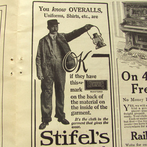 【雑誌広告】1915年 Stifel Crown Keystone Overalls 広告実物 ワーク カバーオール 古着 激レア 10年代 USA