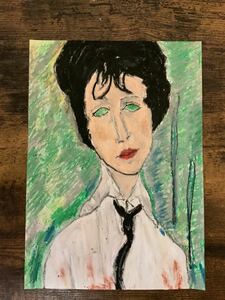 Art hand Auction Artist hiro C original Woman in black tie (copy), Painting, Oil painting, Portraits