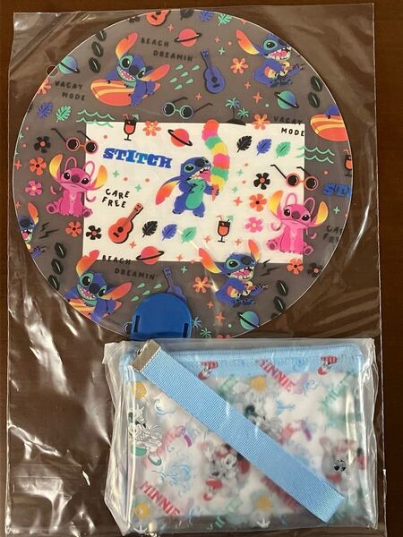 うちわ スティッチ PVCミニポーチ ミッキー ディズニー Happyくじ Summer Festival 2022 DISNEY