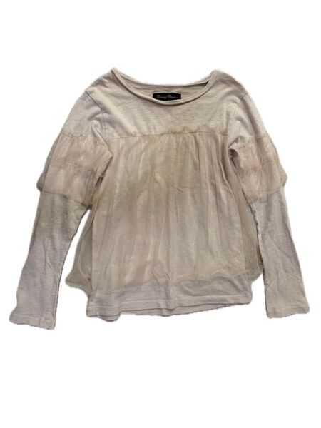 マーキーズ 長袖Tシャツ 140サイズ Tシャツ 長袖 カットソー ピンクベージュ 子供 キッズ ガールズ オーガンジー