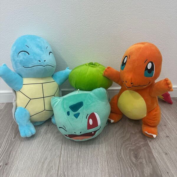 ポケモンぬいぐるみヒトカゲ、ゼニガメ、フシギダネ、3体セット