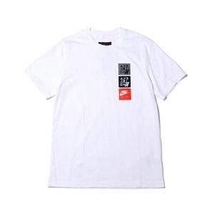 超希少 新品 NIKE AIR JORDAN LGC AJ4 WOVEN LABELS ナイキ ジョーダン スクエア ロゴ Tシャツ S(M) ホワイト 白 ブラック 黒 オレンジ 橙