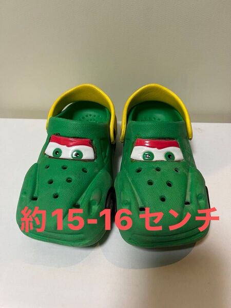 キッズ カーズ風サンダル緑色 車サンダル
