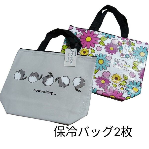 新品タグ付き 花柄 ビビッドフラワー ローリングキャト エコバッグ 保冷バッグ 保冷保温バッグ トートバッグ ランチトート