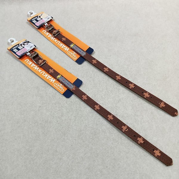 ●○犬用 お散歩用 首輪 25-32cm 10kgまで 小型犬 2本まとめて ナイロン 反射素材タグ付き WAKU×WAKU○●