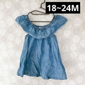 GAP ギャップ ベビー キッズ 18~24M デニム生地 チュニック ブルー ノースリーブ 女の子 男の子 半袖 子供服 春夏