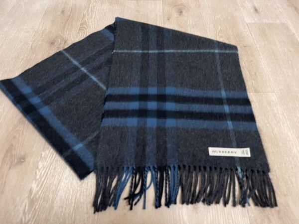 BURBERRY バーバリー マフラー カシミア100% 未使用に近い チャコール 送料無料!!!