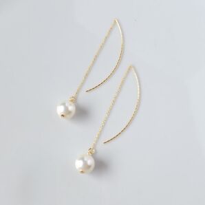 【63】パール/アメリカンピアス チェーンピアス ゴールド