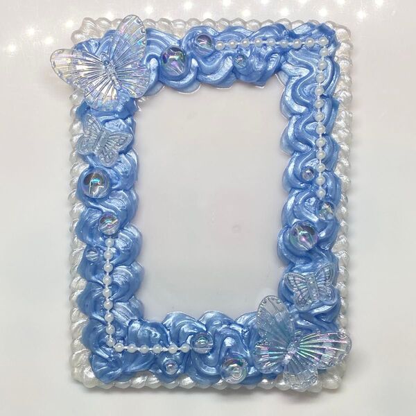 【No.2】ホイップデコ トレカケース パールホイップ ブルー 青 蝶々 即購入可