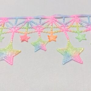 ゆめかわ♪手染めレース星柄☆パステルレインボー