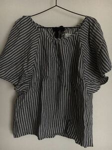 cloth&cross* stripe linen pull over smock blouse * Cross and Cross HUG O WAR Hugowar .. san 