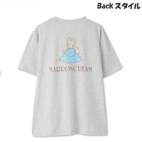 マロンクリーム グレー バックプリント Tシャツ M