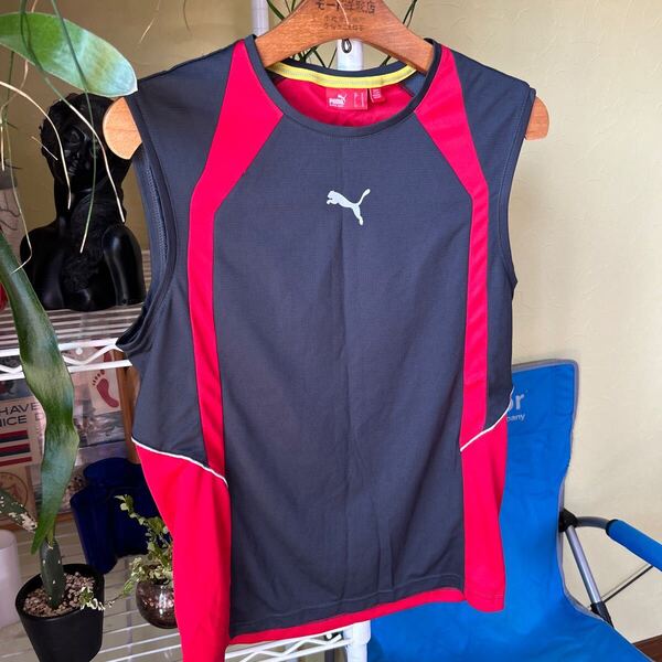 PUMA プーマ 速乾 タンクトップ 赤グレー M
