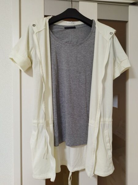 半袖ロングパーカー(ほぼ未使用) 半袖Tシャツ(新品) セット M