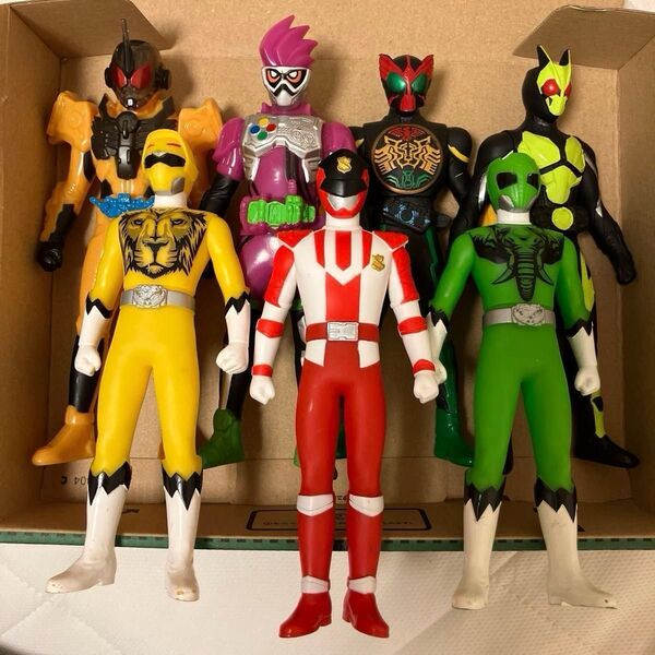 ソフビ 7点セット ジュウオウジャー・パトレンジャー・仮面ライダー(オーズ・エグゼイド・グリス・ゼロワン)