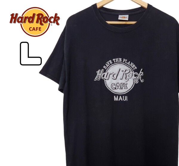ハードロックカフェ Tシャツ USA製 刺繍 ブラック 黒 古着 L