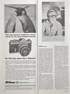 稀少・広告！1964年ニコン・カメラ広告/Nikon F/昭和レトロ/ペンギン/G