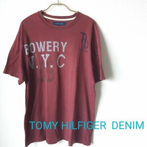 TOMYHILFIGER DENIM メンズ Tシャツ ボルドー M 半袖Tシャツ