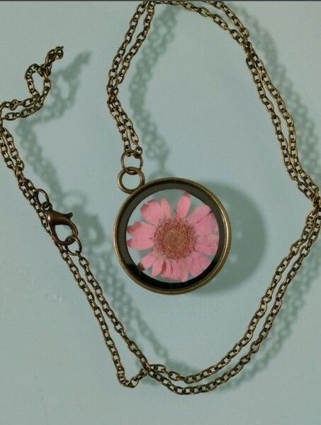押し花 ハンドメイド ネックレス ピンク トルコ ミミネックレス ミミアクセサリー