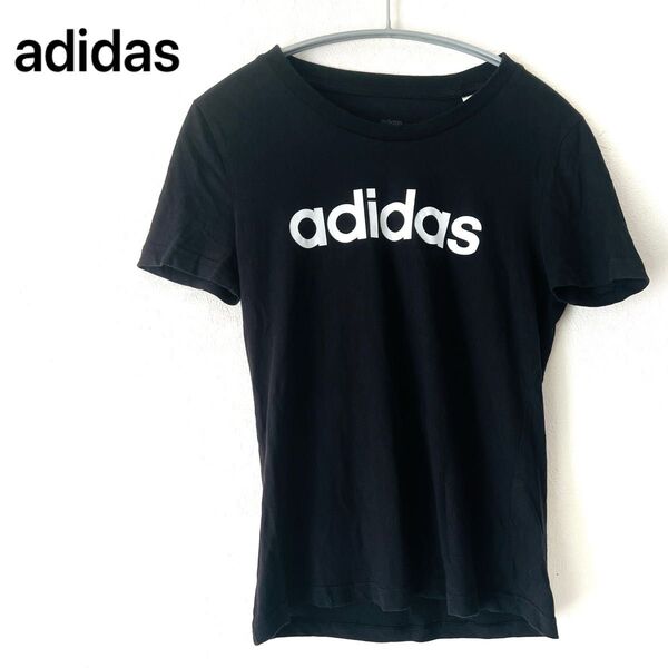 adidas Tシャツ 半袖 トップス スポーツウェア ロゴ ブラック 黒 M