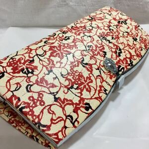  Showa Retro 60s* party bag clutch bag silver pouch red × black × unbleached cloth total pattern printing pattern Vintage 