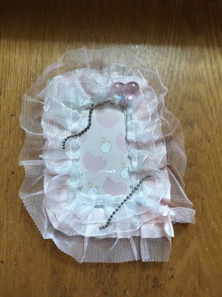 ハンドメイド トレカケースデコ レース ピンク ホワイト