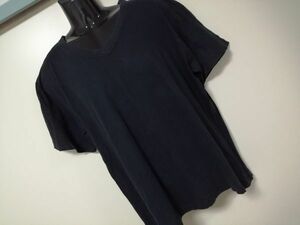 kkyj2934 ■ VネックTシャツ ■ カットソー トップス 半袖 コットン 黒 LL