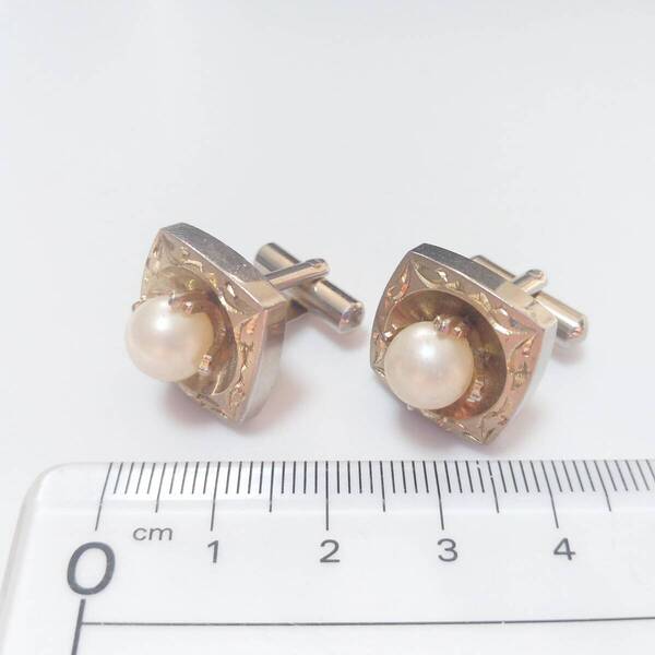 ◆CF41/カフリンクス/カフスボタン/シルバー/レバー式/スウィヴル式 装飾 パール アクセサリー ファッション 送料無料