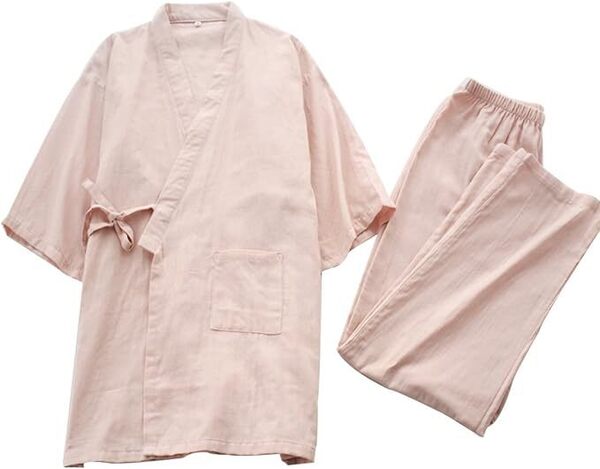 甚平 XL パジャマ レディース 上下セット 袖7分丈 女性 綿100% ガーゼ ゆったり ルームウェア 部屋着 通気